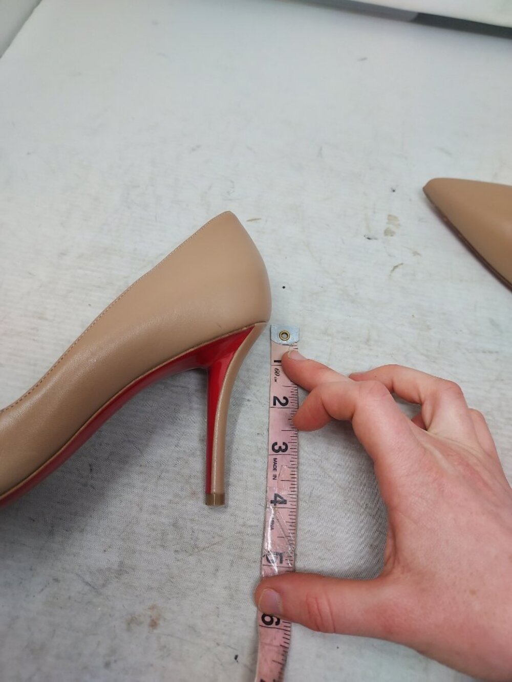 Christian Louboutin Apostrophy Nude Leather Pumps - Picture 11 of 11